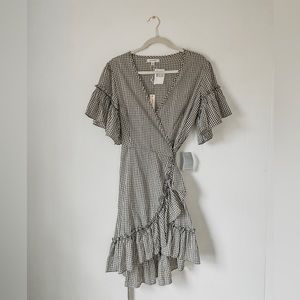 Max Studio Gingham Ruffle Wrap Dress